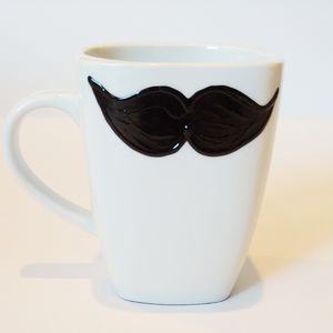 Mustache Coffee Cup Mug Hand Painted Moustache